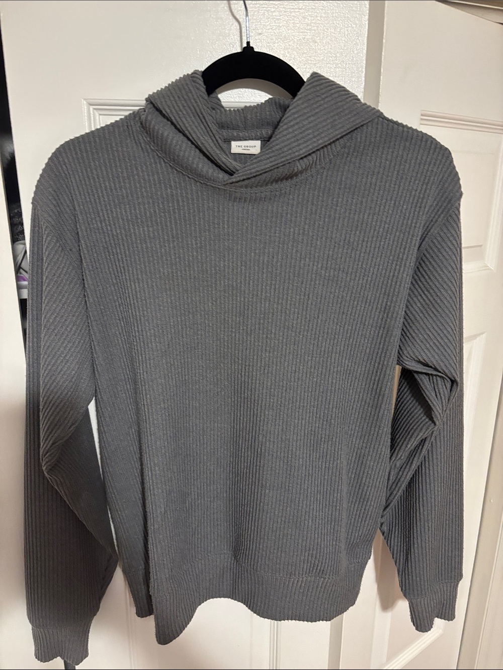 Aritzia Ribbed Hooded Pullover Sweater - Gray xs